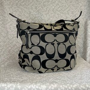 Coach Black and Gray Signature Shoulder Bag